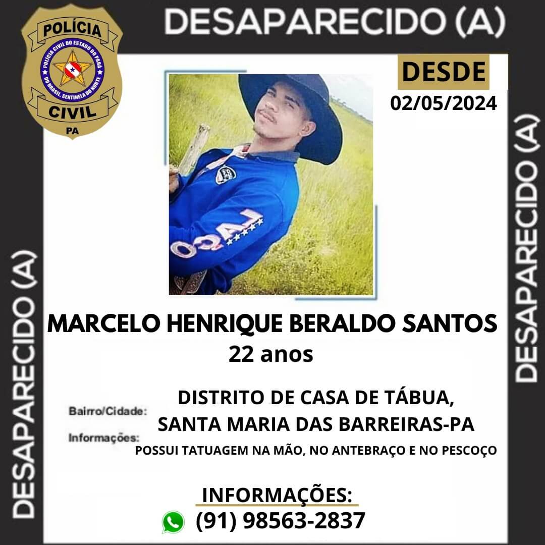 Jovem saí do PA para trabalhar em fazenda em Vila Rica e desaparece