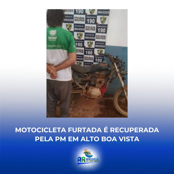 Motocicleta furtada é recuperada pela PM em Alto Boa Vista (MT)